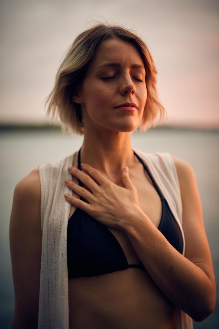 Woman practicing breathing 